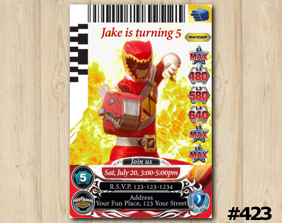 Power Rangers Game Card Invitation | Personalized Digital Card