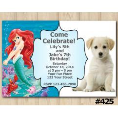 Twin Puppy and Ariel Invitation