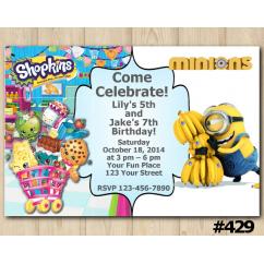 Twin Shopkins and Minion Invitation