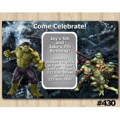 Twin Hulk and TMNT Invitation