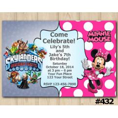 Twin Skylanders Minnie Mouse Invitation