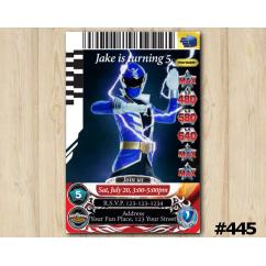 Power Rangers Game Card Invitation