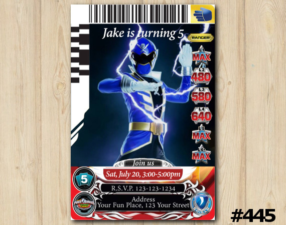 Power Rangers Game Card Invitation | Personalized Digital Card