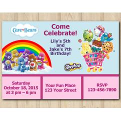 Twin Care Bears and Shopkins Invitation