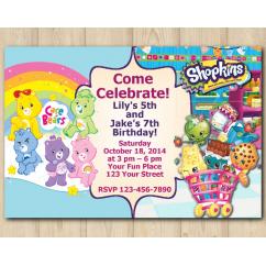 Twin Care Bears and Shopkins s Invitation