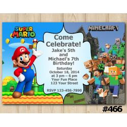 Twin Super Mario and Minecraft Invitation