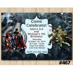 Twin Avengers and TMNT Invitation