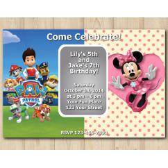 Twin Paw Patrol and Minnie Mouse Invitation