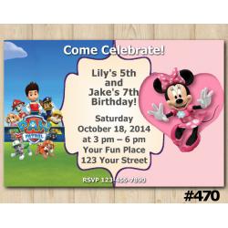 Twin Paw Patrol and Minnie Mouse Invitation