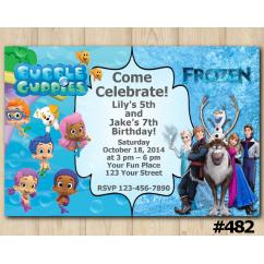 Twin Bubble Guppies and Frozen Invitation