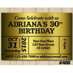 Adult Gold Bday Invitation