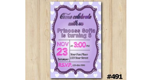 Birthday Invitation Template for girls, Birthday custom invitation