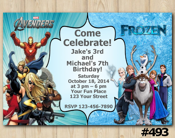 Twin Avengers and Frozen Invitation | Personalized Digital Card