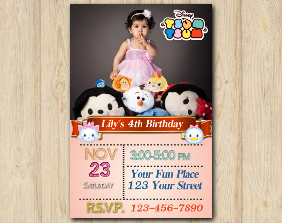 Tsum Tsum Invitation with Photo | Personalized Digital Card
