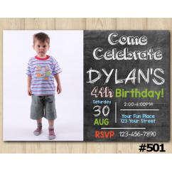 Chalkboard Birthday Invitation with Photo