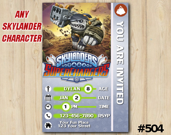 Skylanders Superchargers Game Card Invitation | Terrafin | Personalized Digital Card