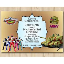 Twin Power Rangers and Army Invitation