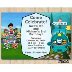 Twin Paw Patrol and Octonauts Invitation