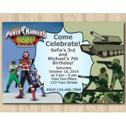 Twin Power Rangers and Army Invitation