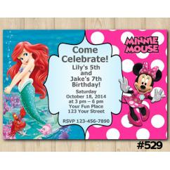 Twin Ariel and Minnie Mouse Invitation