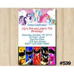 Twin My Little Pony and Power Ranger Invitation