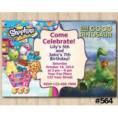 Twin Shopkins and the Good Dinosaur Invitation