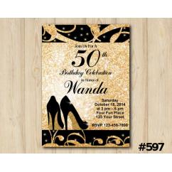 Adult Gold Shoe Invitation