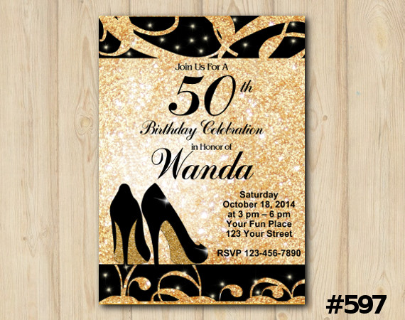 Adult Gold Shoe Invitation | Personalized Digital Card