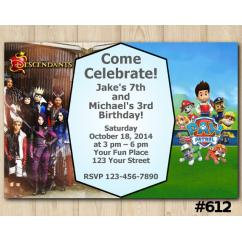 Twin Descendants and Paw Patrol Invitation