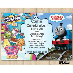 Twin Shopkins and Thomas and Friends Invitation
