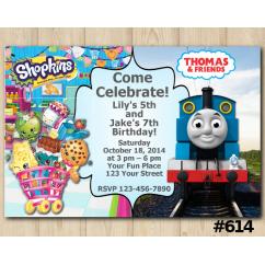Twin Shopkins and Thomas and Friends Invitation