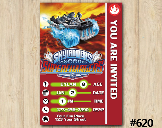 Skylanders Spitfire Superchargers Game Card Invitation | Spitfire | Personalized Digital Card
