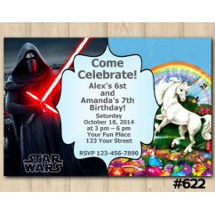 Twin Star Wars and Unicorn Invitation