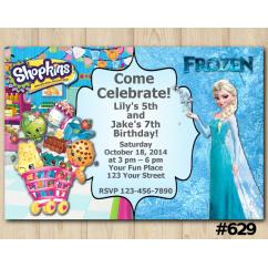Twin Frozen and Shopkins Invitation