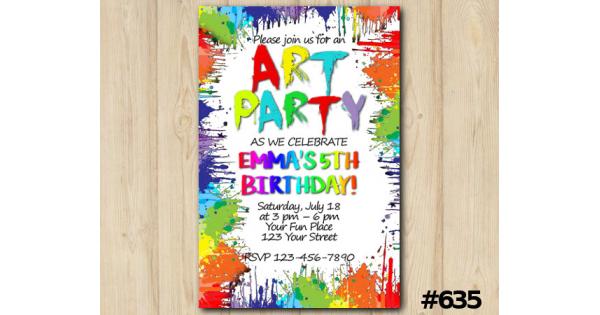 Art Party Birthday Invitation, Art Party Invitation Template