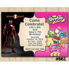 Twin Ironman and Shopkins Invitation