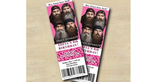 Duck Dynasty Pink Ticket invitation template