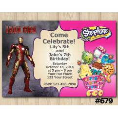 Twin Ironman and Shopkins Invitation