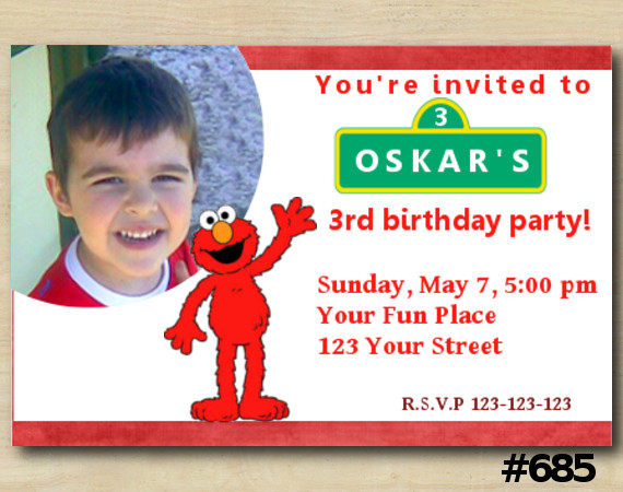 Elmo Invitation with Photo | Personalized Digital Card