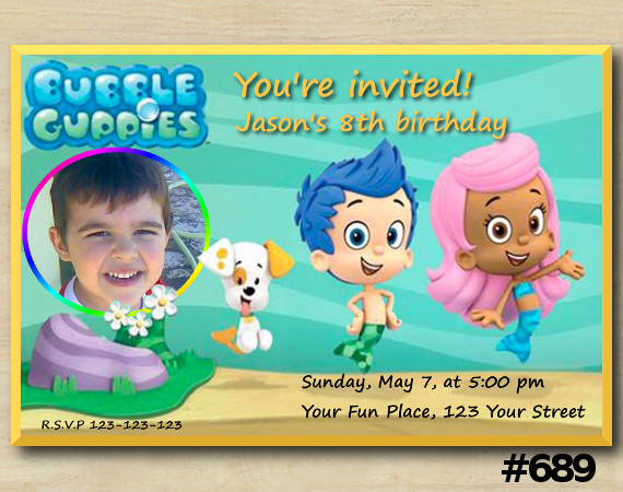 Bubble Guppies Invitation with Photo | Personalized Digital Card