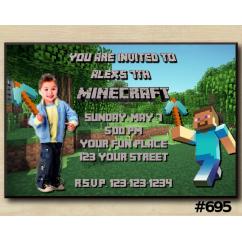 Minecraft Steve Invitation with Photo