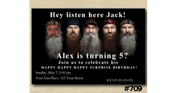 Duck Dynasty Birthday Invitation with Photo, Birthday custom invitation