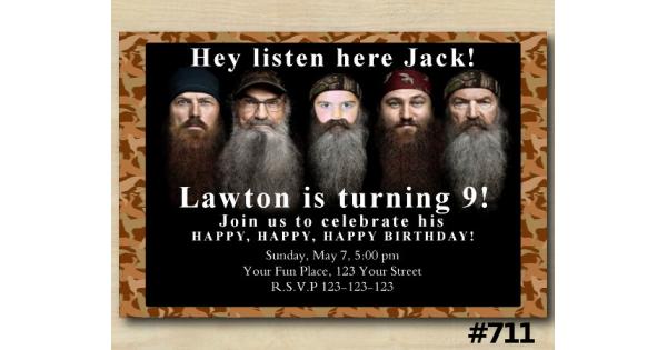 Brown Duck Dynasty Birthday Invitation Template with Photo