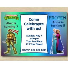 Twin TMNT and Frozen Invitation