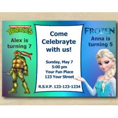 Twin TMNT and Frozen Invitation