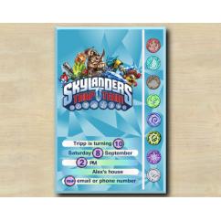 Skylanders Game Card Invitation | FoodFight, Wallop, SnapShot, Shroomboom