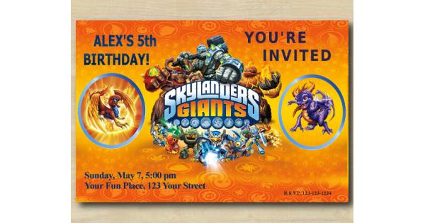 Skylanders Birthday Invitation | Sunburn, Spyro