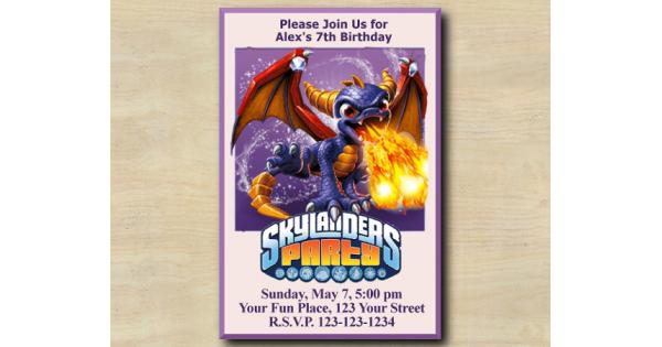 Spyro Skylanders Birthday Invitation - DIY Printables