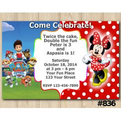 Twin Paw Patrol and Minnie Mouse Invitation