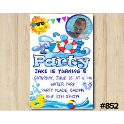 Pool Party Photo invitation